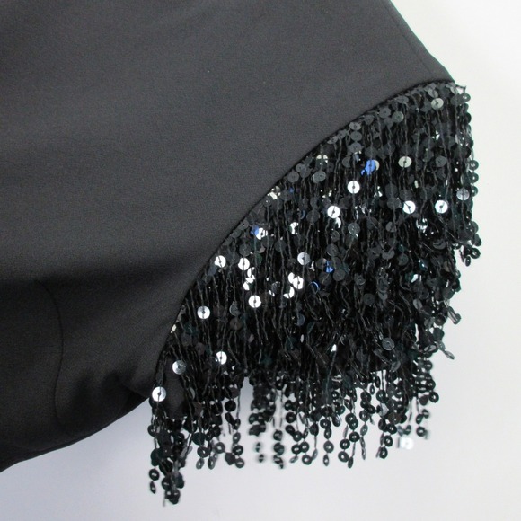 Kate Spade Sequin Fringe Sleeve Swing Dress 6 Black Cocktail Party Designer 430 - Picture 7 of 14